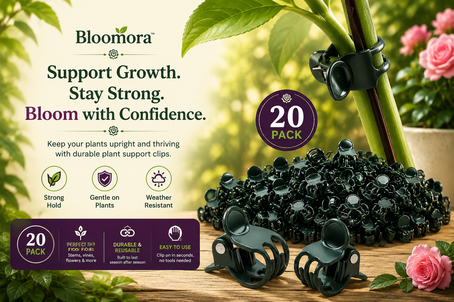 Bloomora Plant Support Clips (20-Pack)